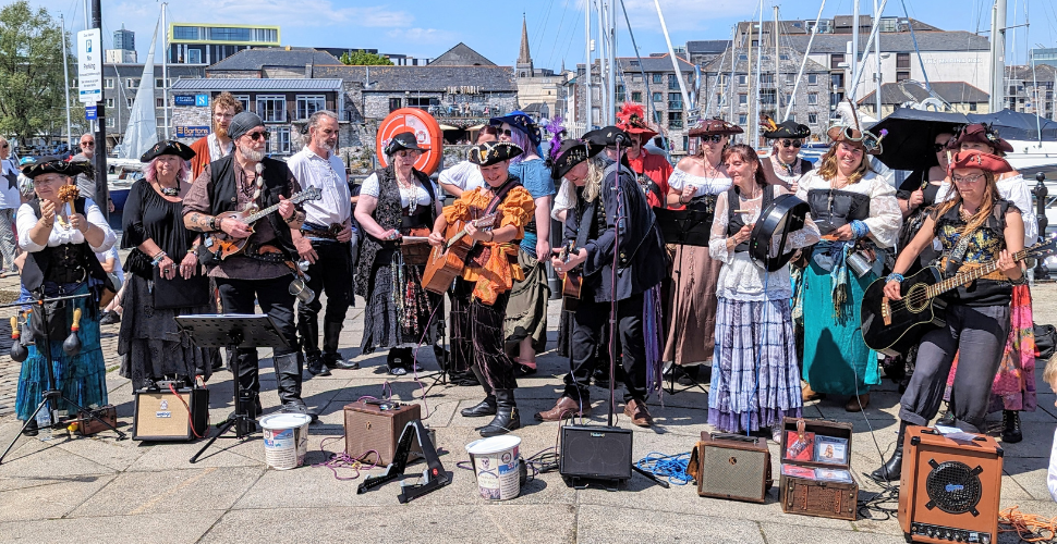 A band playing music 